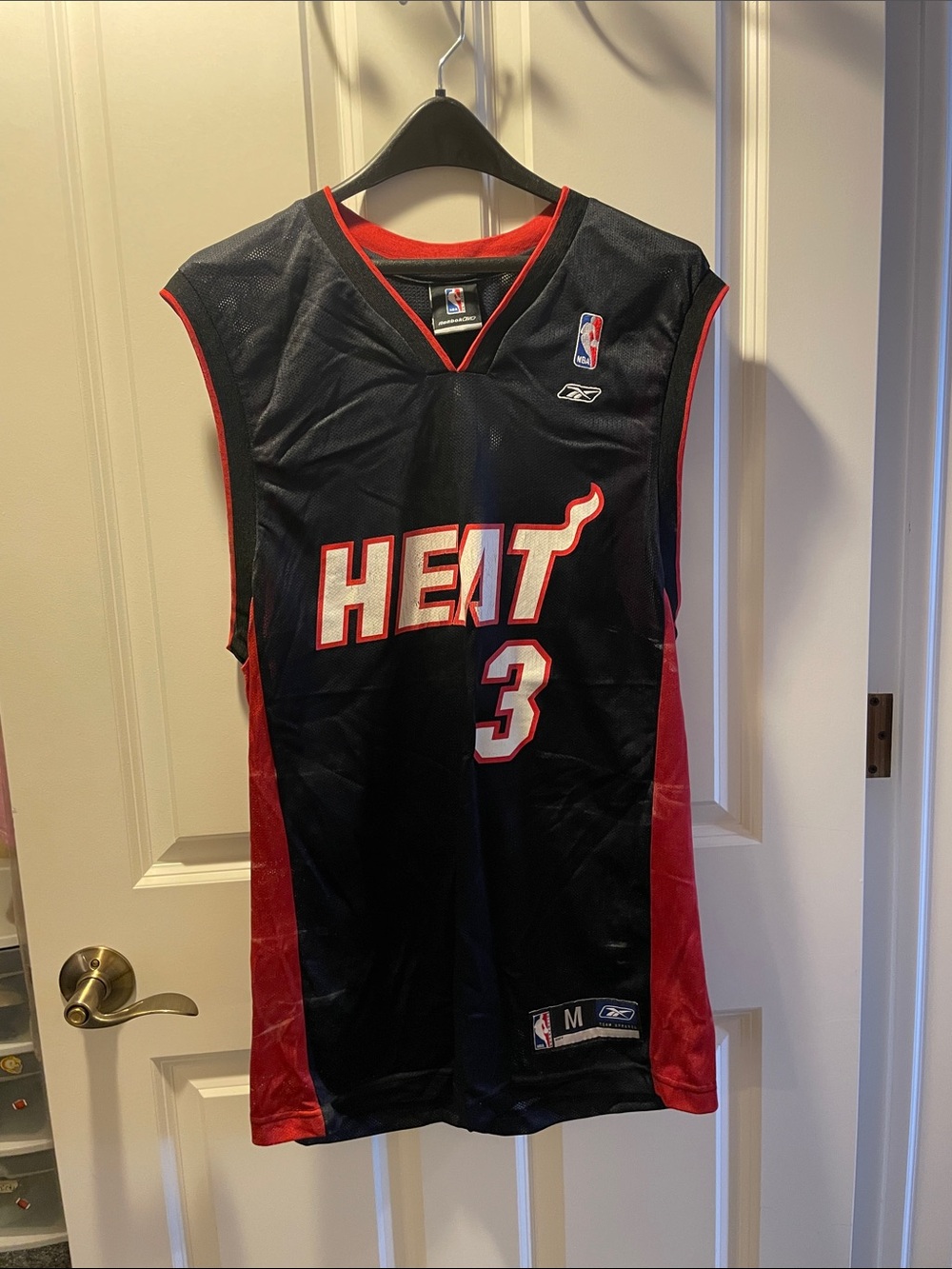 Reebok Black and Red Dwyane Wade #3 Miami Heat Jersey